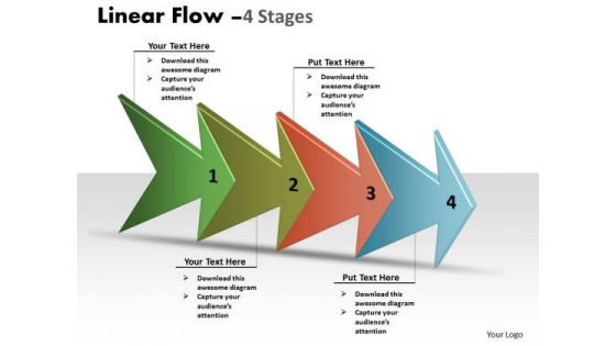 Business Finance Strategy Development Linear Arrow Process 4 Stages Sales Diagram