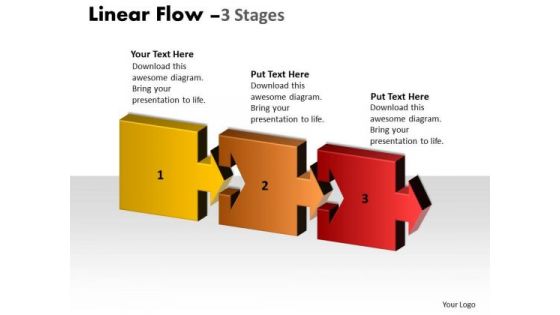 Business Finance Strategy Development Linear Flow 3 Stages Consulting Diagram