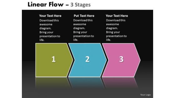 Business Finance Strategy Development Linear Flow 3 Stages Marketing Diagram