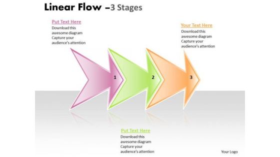 Business Finance Strategy Development Linear Flow 3 Stages Style Marketing Diagram