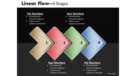 Business Finance Strategy Development Linear Flow 4 Stages Business Diagram