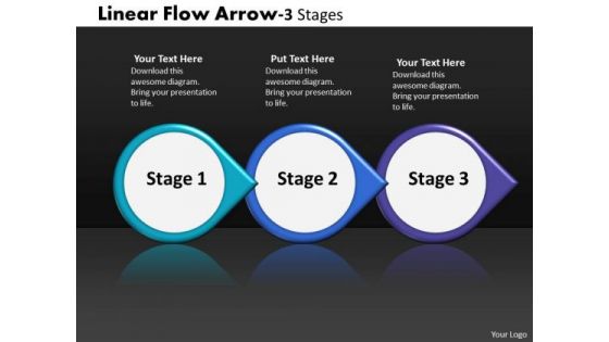 Business Finance Strategy Development Linear Flow Arrow 3 Stages Business Cycle Diagram