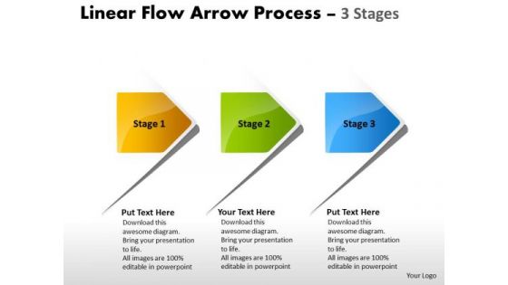 Business Finance Strategy Development Linear Flow Arrow Process 3 Stages Marketing Diagram