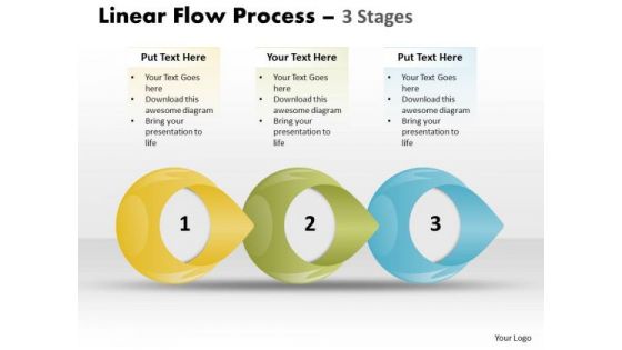 Business Finance Strategy Development Linear Flow Process 3 Stages Consulting Diagram