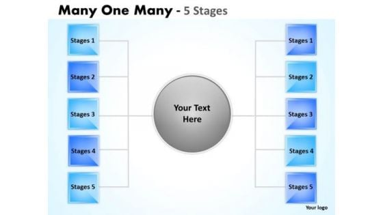 Business Finance Strategy Development Many One Many 5 Step Business Diagram