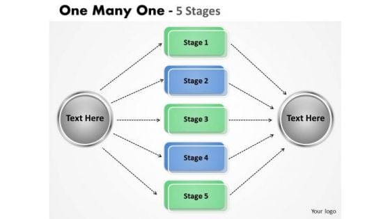 Business Finance Strategy Development One Many One 5 Stages Business Diagram