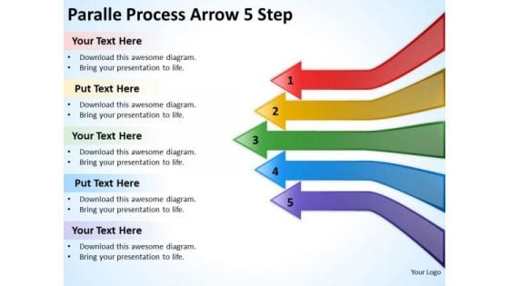 Business Finance Strategy Development Paralle Process Arrow 5 Step Sales Diagram