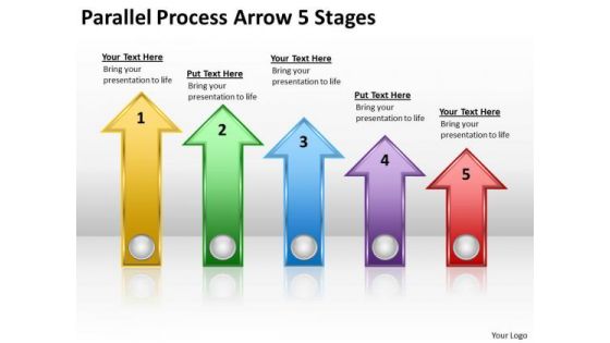 Business Finance Strategy Development Parallel Process Arrow 5 Stages Consulting Diagram