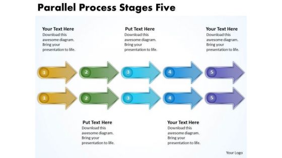 Business Finance Strategy Development Parallel Process Stages Five Business Diagram