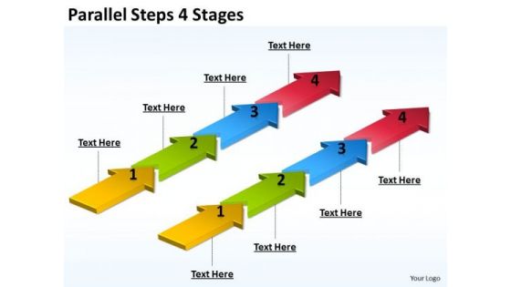 Business Finance Strategy Development Parallel Steps 4 Stages Business Diagram