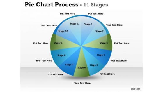 Business Finance Strategy Development Pie Chart Process 11 Stages Sales Diagram