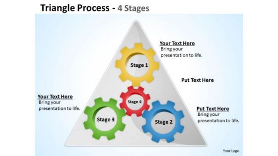 Business Finance Strategy Development Triangle Process 4 Stages Sales Diagram