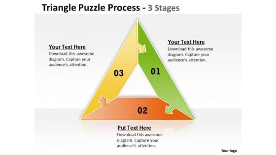 Business Finance Strategy Development Triangle Puzzle Process 3 Stages Sales Diagram