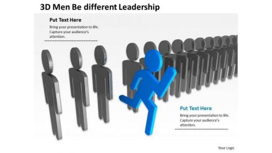 Business Flow Chart 3d Men Be Different Leadership PowerPoint Slides