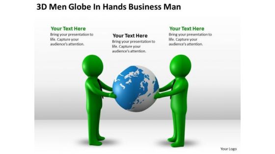 Business Flow Chart 3d Men Globe Hands PowerPoint Presentation Man Slides