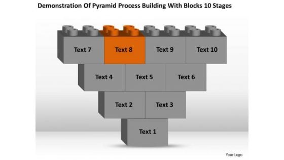 Business Flow Chart With Blocks 10 Stages PowerPoint Templates Backgrounds For Slides