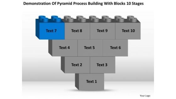 Business Flow Chart With Blocks 10 Stages Ppt PowerPoint Templates Backgrounds For Slides