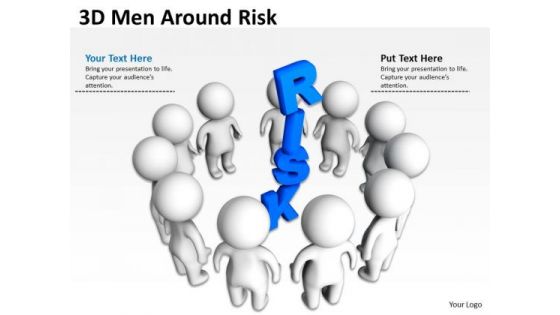 Business Flow Diagram 3d Men Around Risk PowerPoint Templates