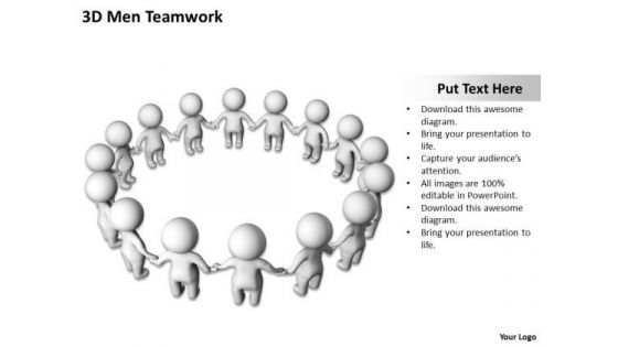 Business Flow Diagram Example 3d Men Teamwork PowerPoint Slides
