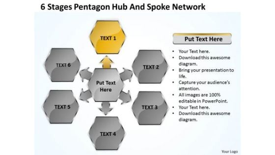 Business Flow Diagram Example Spoke Network PowerPoint Templates Backgrounds For Slides