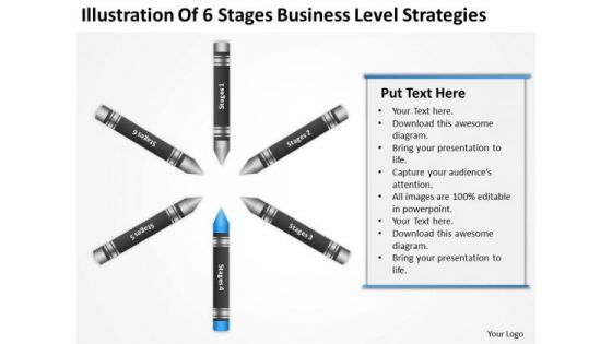 Business Flow Diagram Illustration Of 6 Stages Level Strategies PowerPoint Template