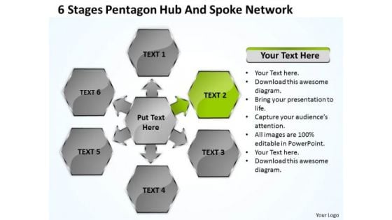 Business Flow Diagrams 6 Stages Pentagon Hub And Spoke Network Ppt 3 PowerPoint Templates