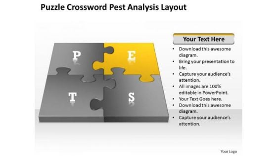 Business Flow Diagrams Puzzle Crossword Pest Analysis Layout Ppt PowerPoint Templates