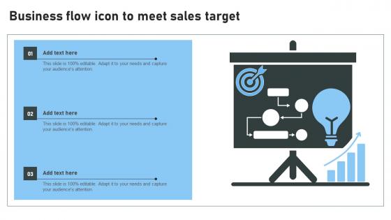 Business Flow Icon To Meet Sales Target Brochure Pdf