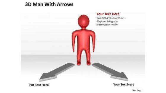 Business Flowchart 3d Man With Arrows PowerPoint Templates