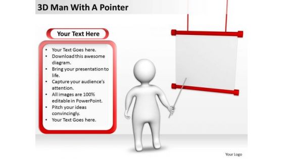 Business Flowchart 3d Man With Pointer PowerPoint Templates