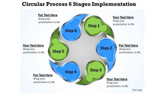 Business Flowchart Examples 6 Stages Implementation PowerPoint Templates Ppt Backgrounds For Slides