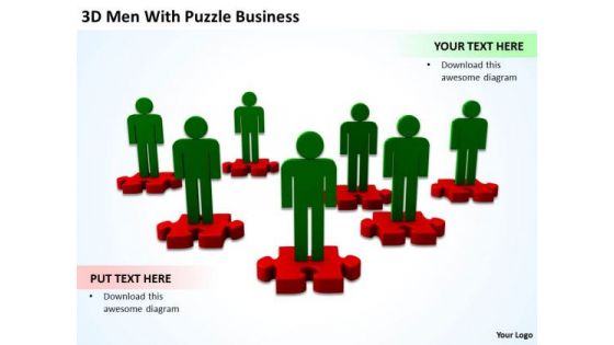 Business Flowchart With Red Puzzle PowerPoint Presentation Templates