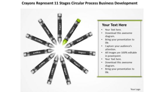 Business Flowcharts 11 Stages Circular Process Development Ppt PowerPoint Template