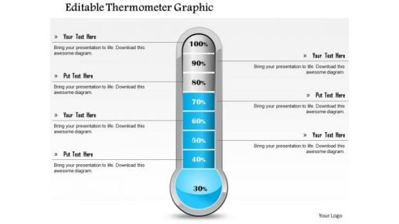 Business Framework Editable Thermometer Graphic PowerPoint Presentation