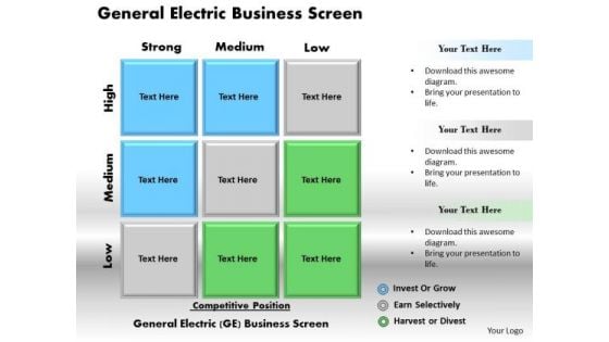 Business Framework General Electric Business Screen PowerPoint Presentation