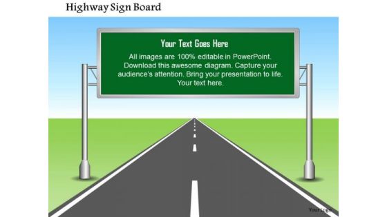 Business Framework Highway Sign Board With Editable Text PowerPoint Presentation