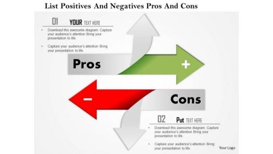 Business Framework List Positives And Negatives Pros And Cons PowerPoint Presentation