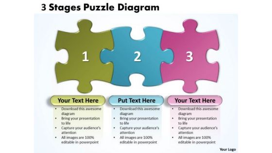 Business Framework Model 3 Stages Puzzle Diagram Strategic Management