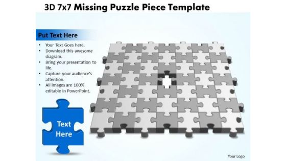 Business Framework Model 3d 7x7 Missing Puzzle Piece Business Sales Diagram