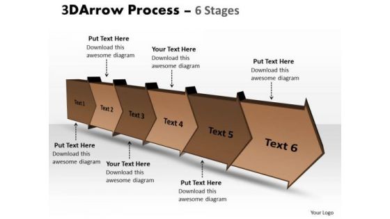 Business Framework Model 3d Arrow Process 6 Stages Business Diagram