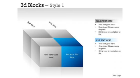 Business Framework Model 3d Blocks Style 1 Sales Diagram