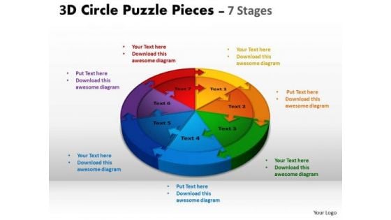 Business Framework Model 3d Circle Puzzle Diagram 7 Stages Marketing Diagram