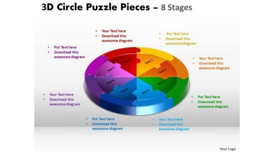 Business Framework Model 3d Circle Puzzle Diagram 8 Stages Business Diagram