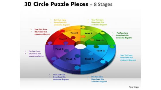 Business Framework Model 3d Circle Puzzle Diagram 8 Stages Slide Layout Business Diagram