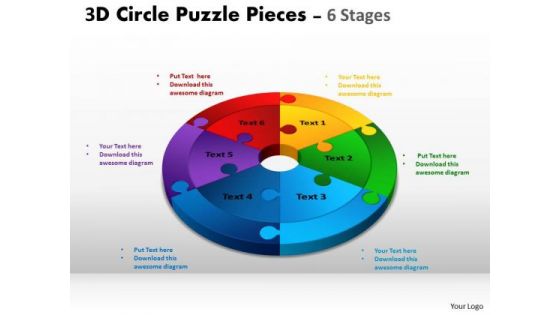 Business Framework Model 3d Circle Puzzle Diagram Slide Layout Strategy Diagram