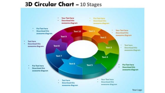 Business Framework Model 3d Circular Chart Flow Stages Sales Diagram