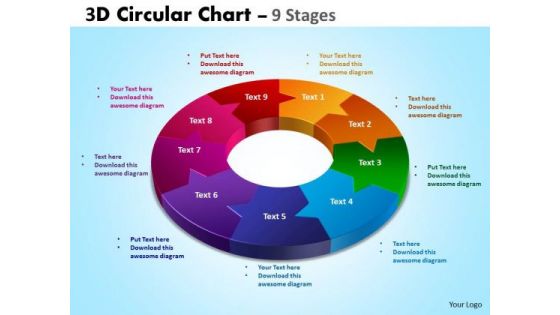 Business Framework Model 3d Circular Diagram Chart 9 Stages Sales Diagram