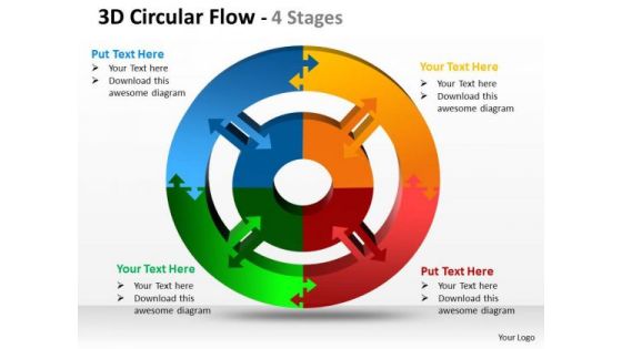 Business Framework Model 3d Circular Flow 4 Stages Business Diagram