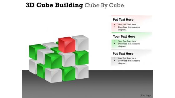 Business Framework Model 3d Cube Building Cube By Cube Marketing Diagram