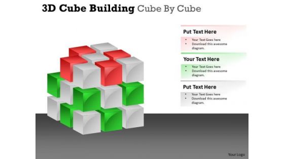 Business Framework Model 3d Cube Building Cube By Cube Sales Diagram